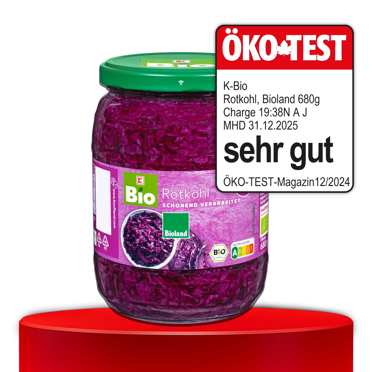 ÖKO-TEST, sehr gut, K-BIO Bioland Rotkohl, 680 g
