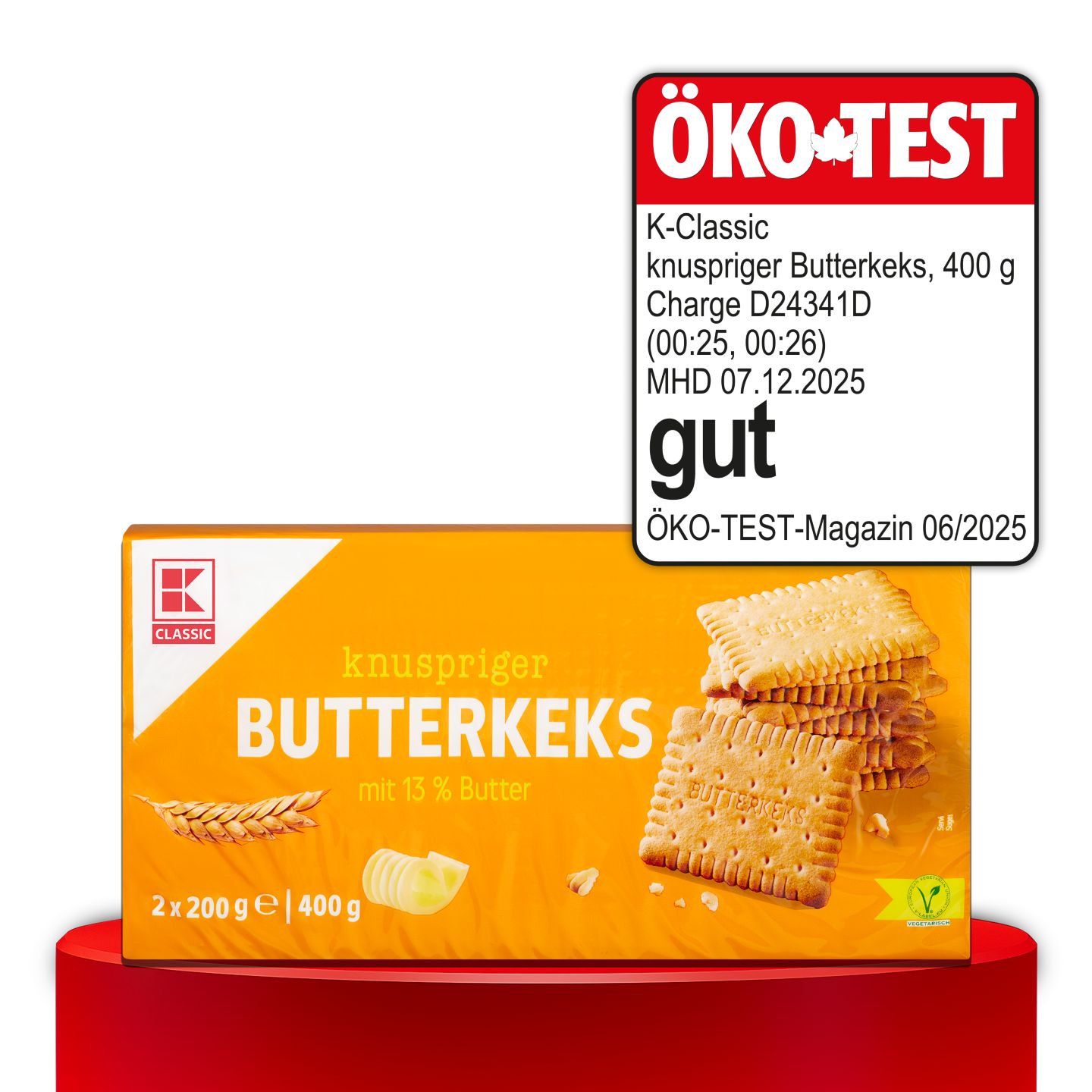ÖKO-TEST, gut, K-CLASSIC knuspriger Butterkeks, 400 g