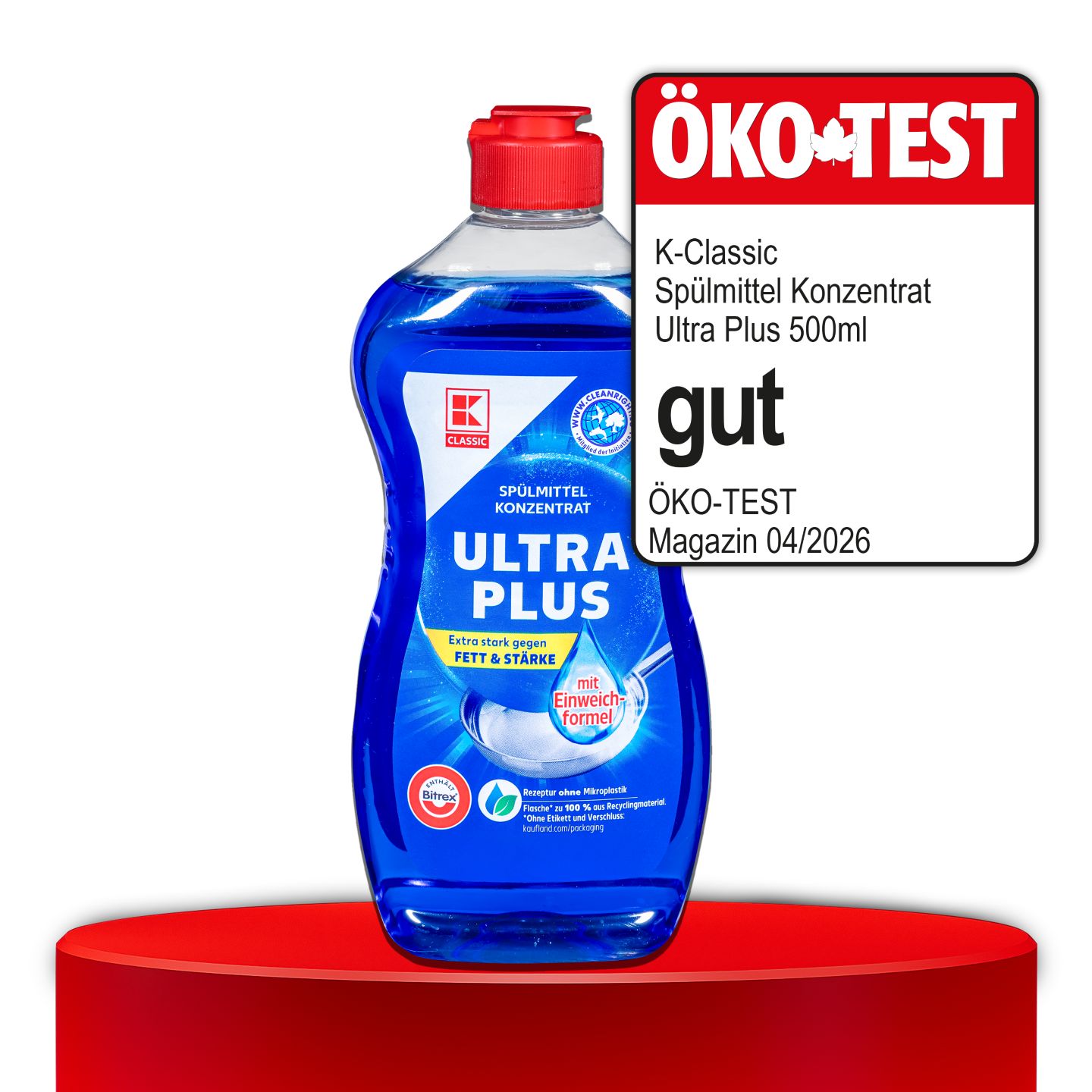 ÖKO-TEST, gut, K-CLASSIC Spülmittel Konzentrat Ultra Plus, 500 ml