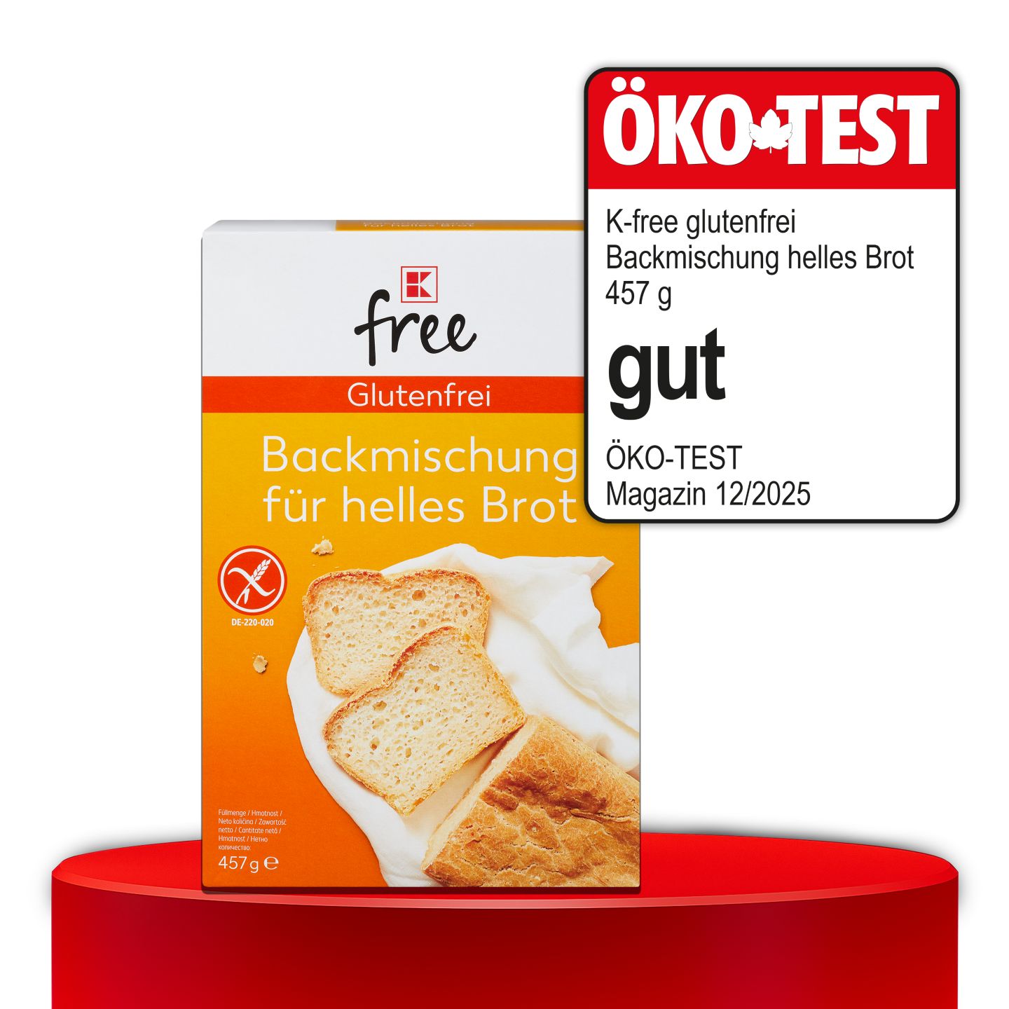 ÖKO-TEST, gut, K-FREE Glutenfrei Backmischung für helles Brot, 457 g