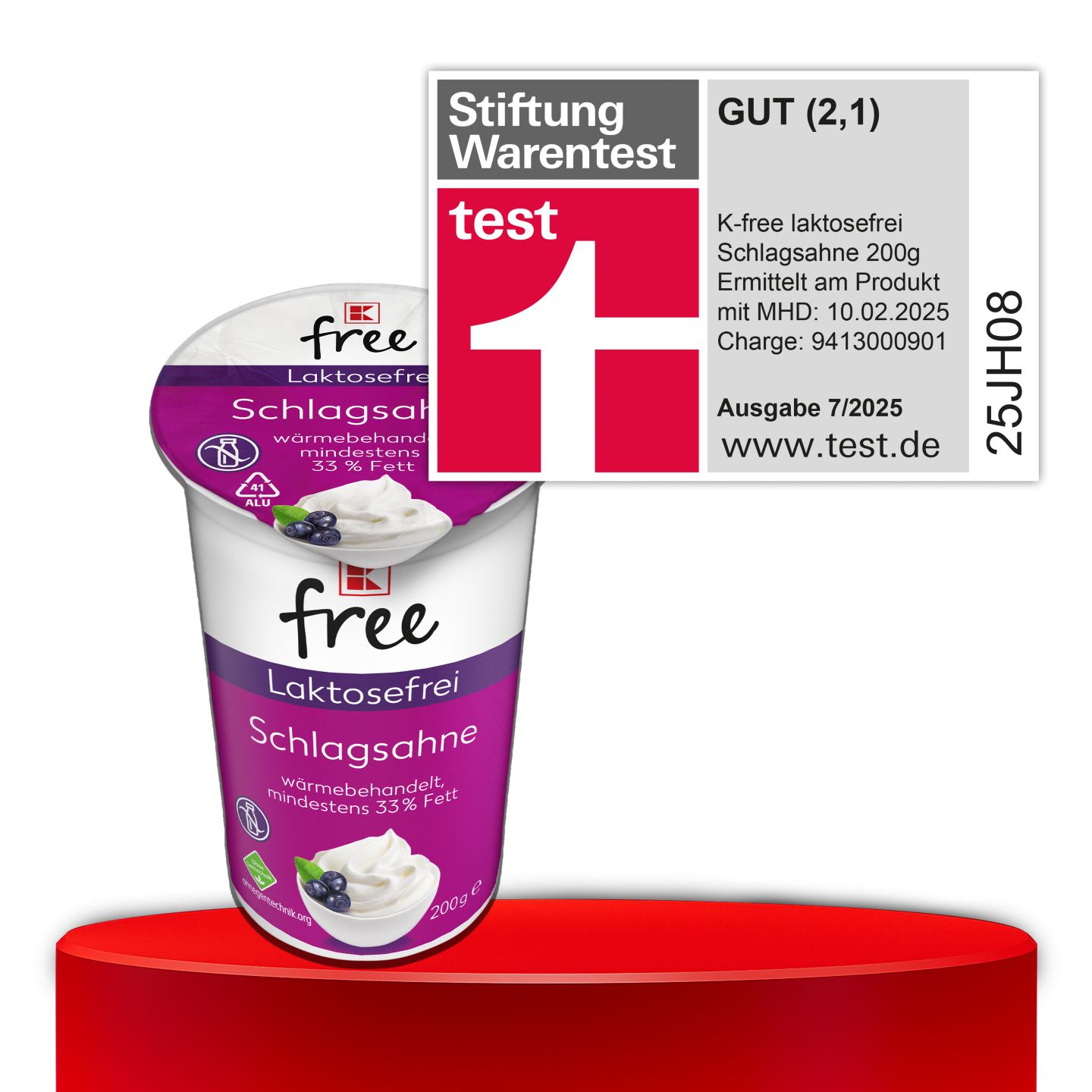 Stiftung Warentest, GUT (2,1), K-FREE Laktosefrei Schlagsahne, 200 g