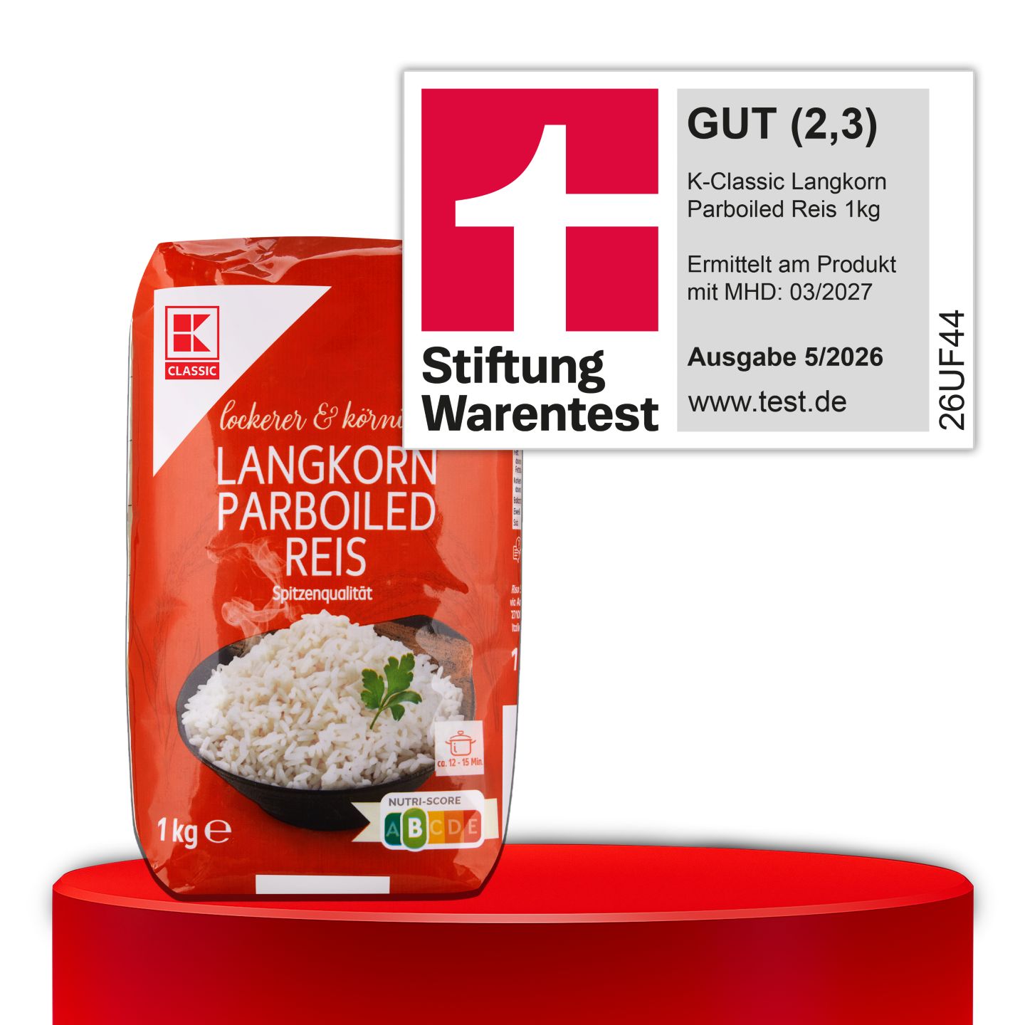 Stiftung Warentest, GUT (2,3), K-CLASSIC Langkorn Parboiled Reis, 1 kg