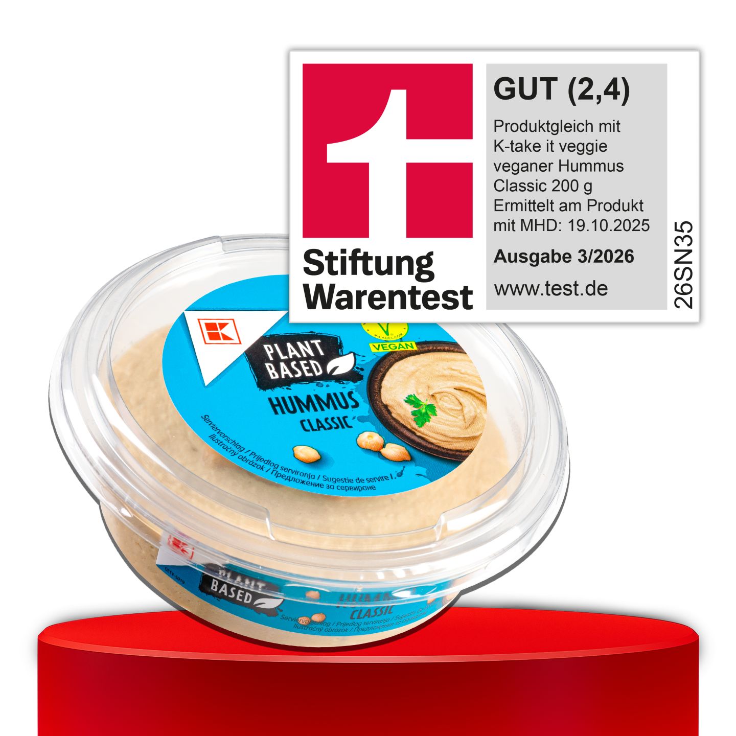 Stiftung Warentest, GUT (2,4), PLANT BASED veganer Hummus Classic, 200 g