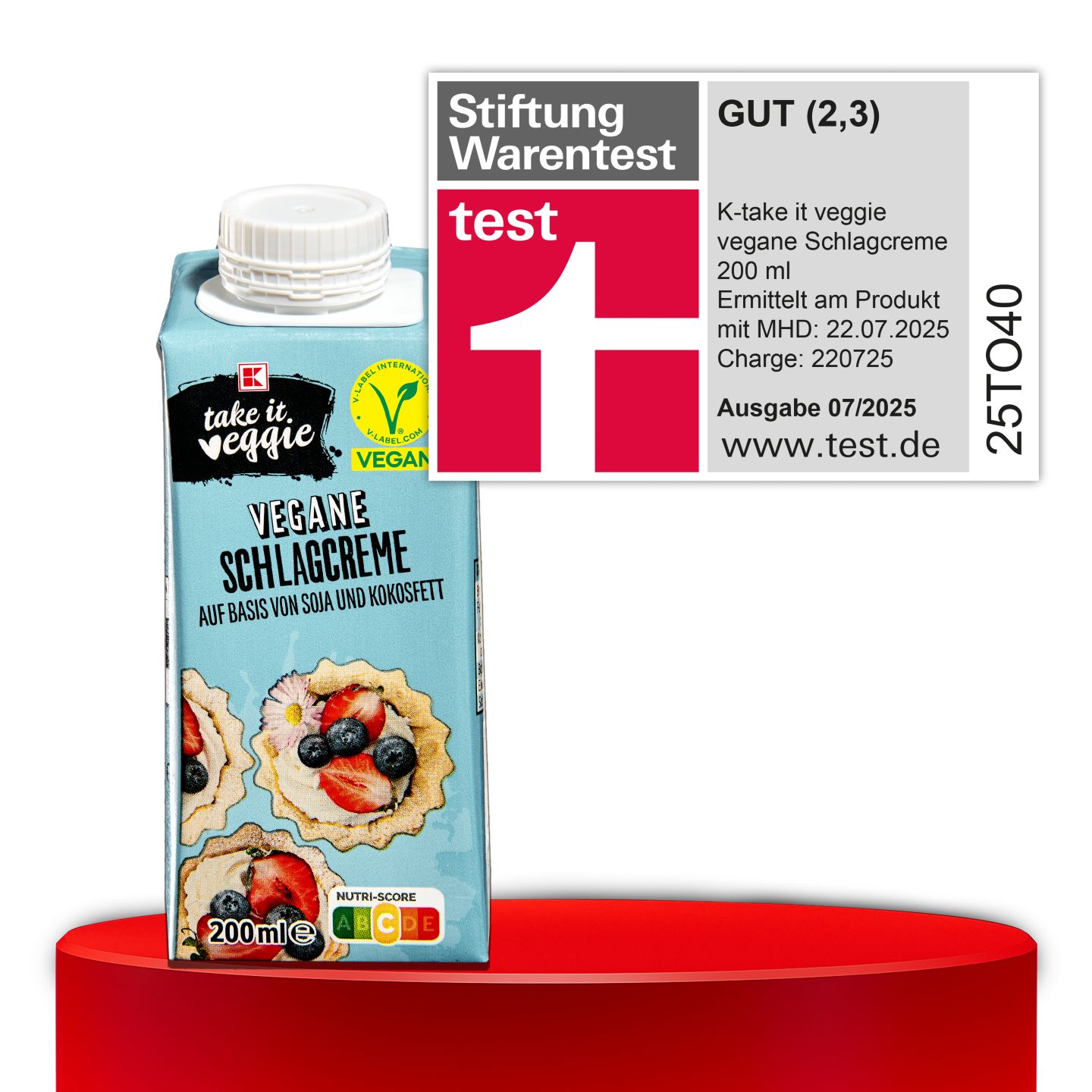 Stiftung Warentest, GUT (2,3), K-TAKE IT VEGGIE vegane Schlagcreme, 200 ml
