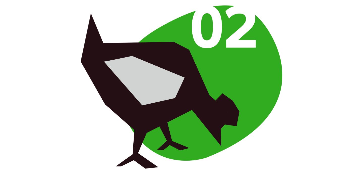Illustration von Huhn; Zahl Nr. 2