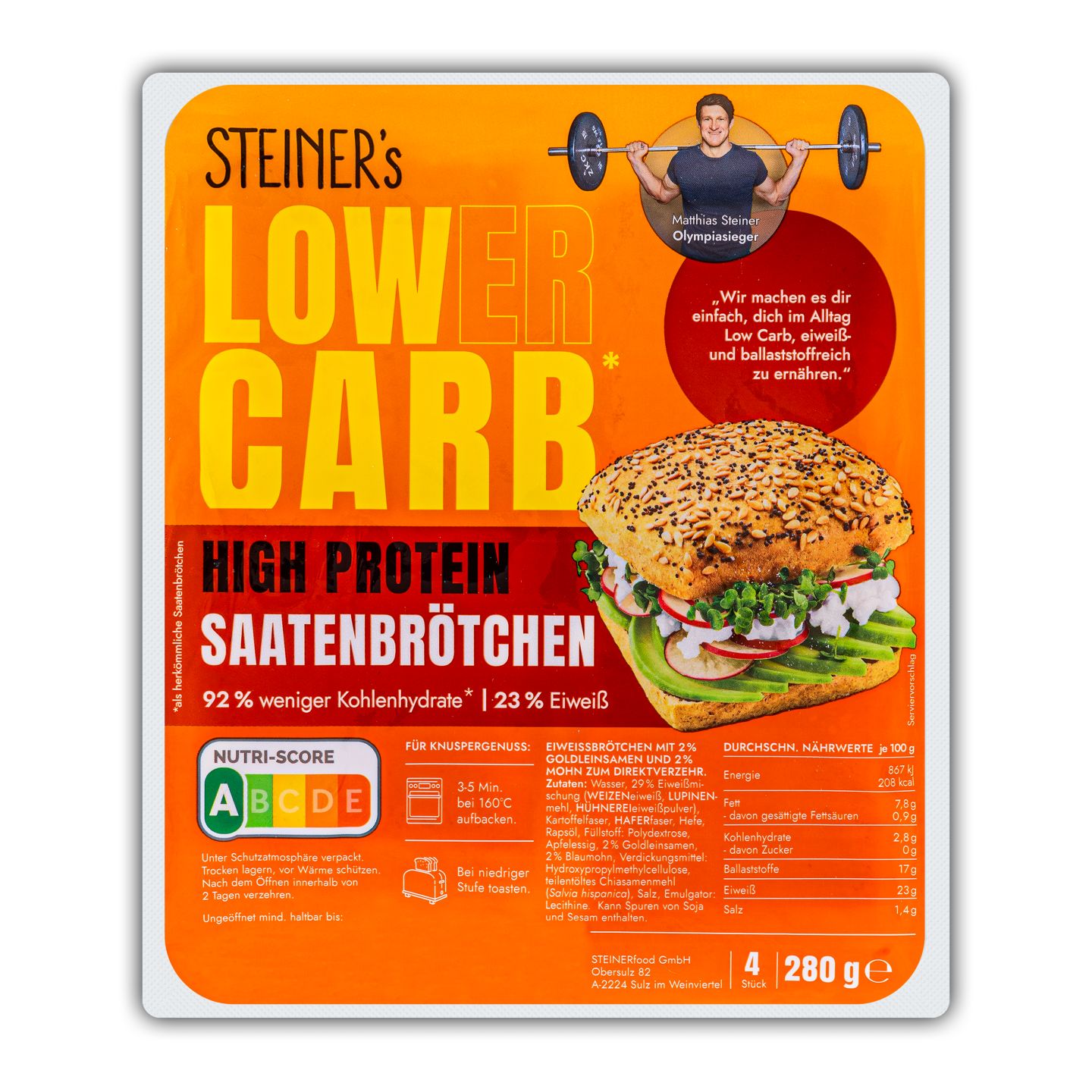 STEINER'S LOWER CARB High Protein Saatenbrötchen