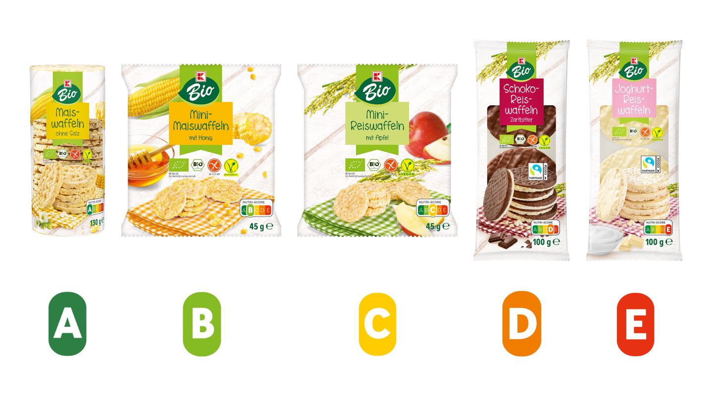 Produse K-Bio cu diferite evaluari Nutri-Score