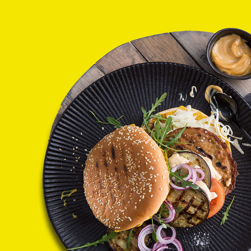 Burger mit Aubergine