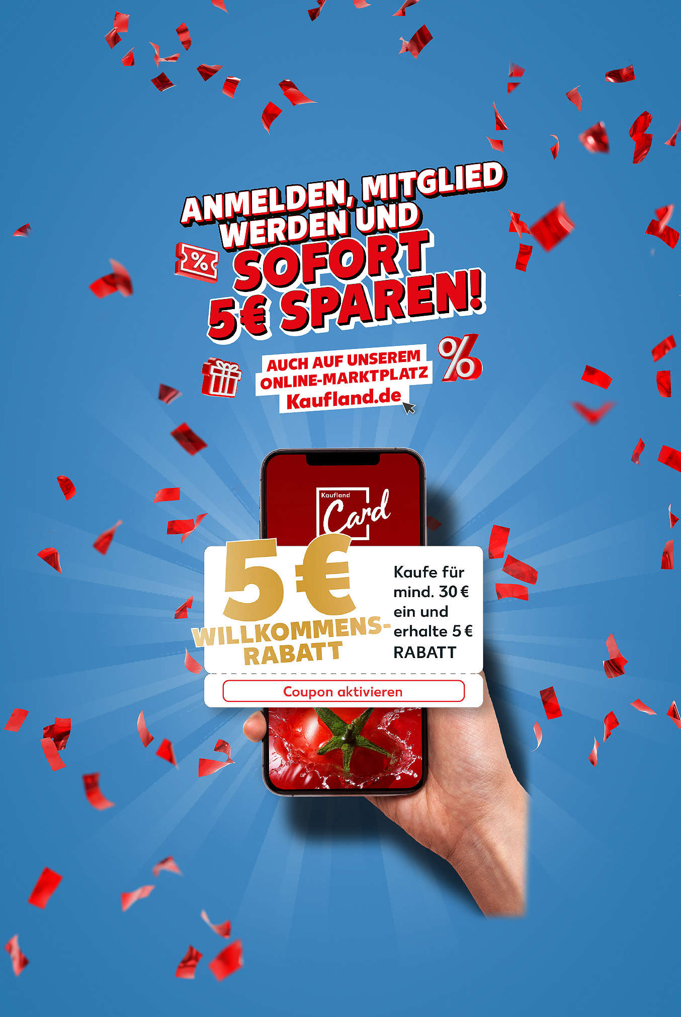 Anmelden, Mitglied werden und sofort 5 Euro sparen