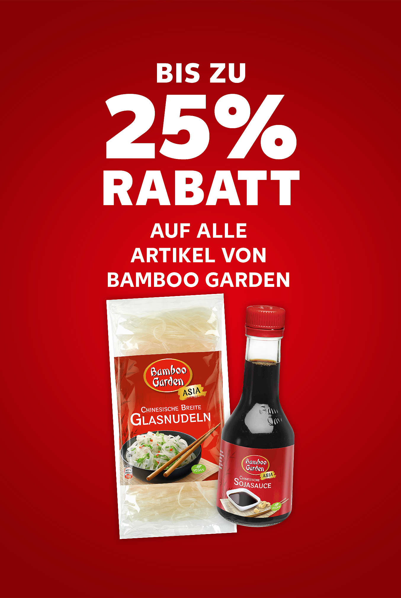 Schriftzug: Bis zu 25 % Rabatt auf alle Artikel von BAMBOO GARDEN