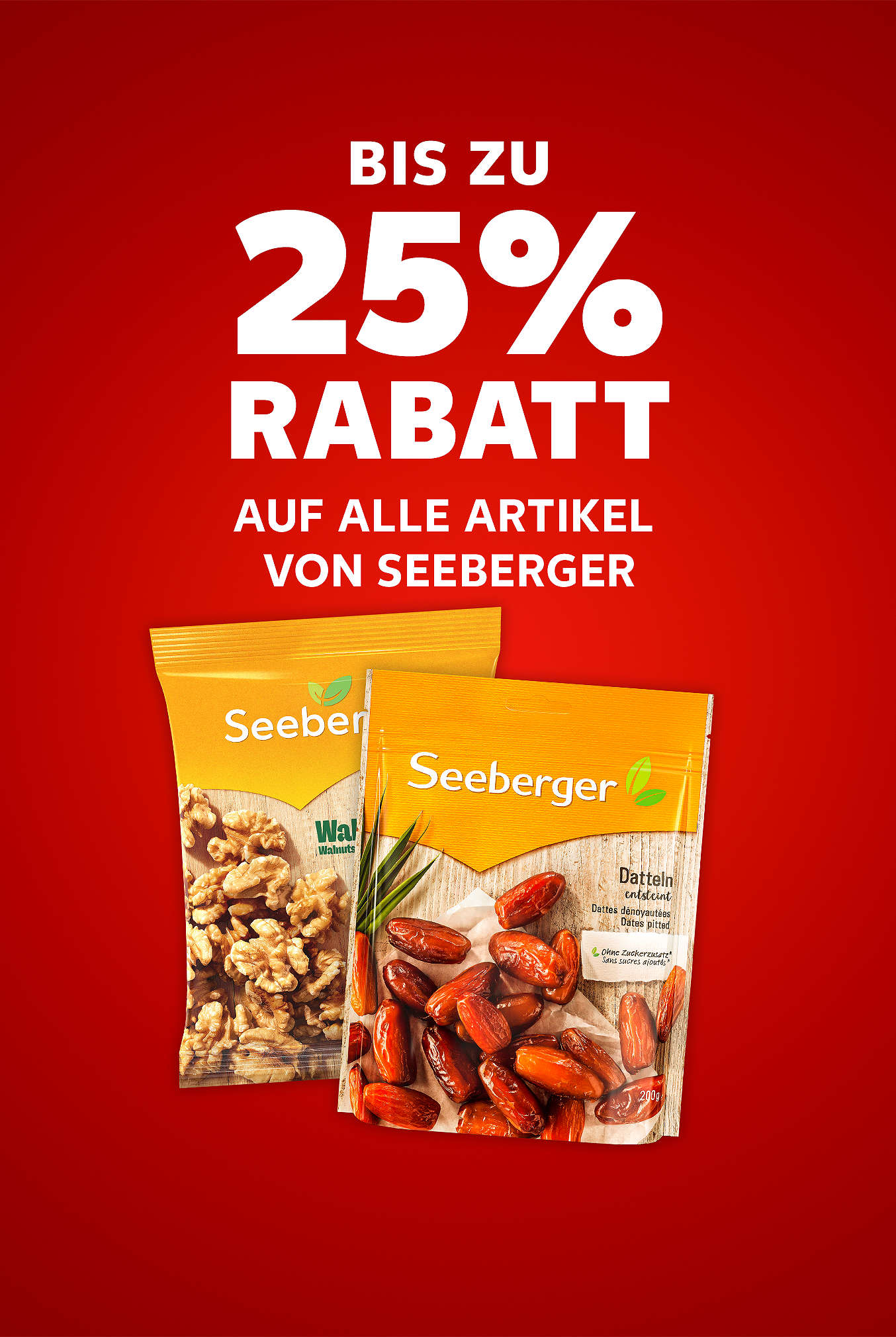 Schriftzug: Bis zu 25 % Rabatt auf alle Artikel von SEEBERGER