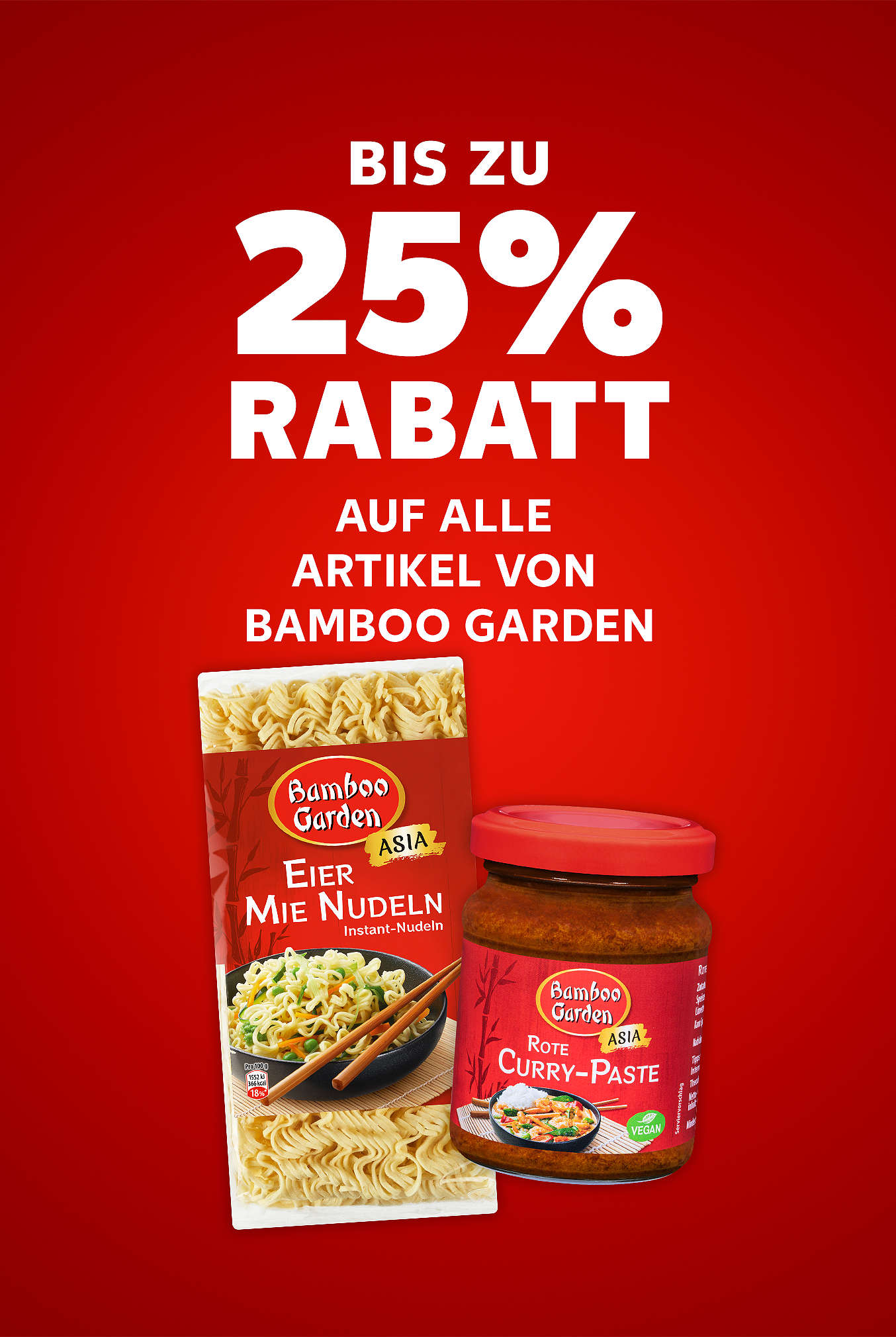 Schriftzug: Bis zu 25 % Rabatt auf alle Artikel von BAMBOO GARDEN