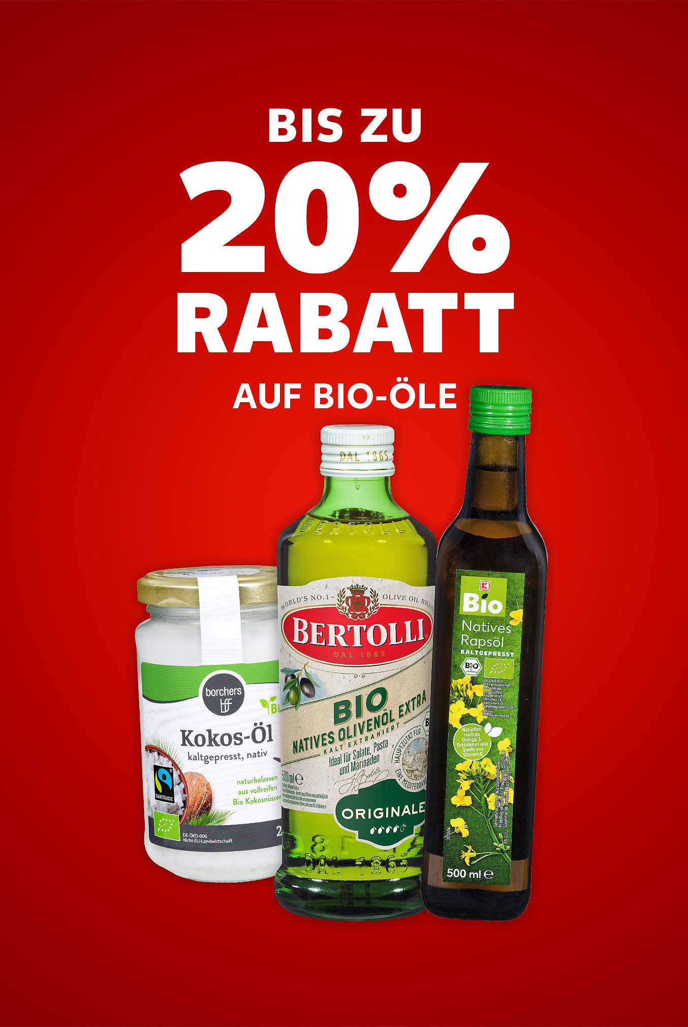 Schriftzug: Bis zu 20 % Rabatt auf Bio-Öle