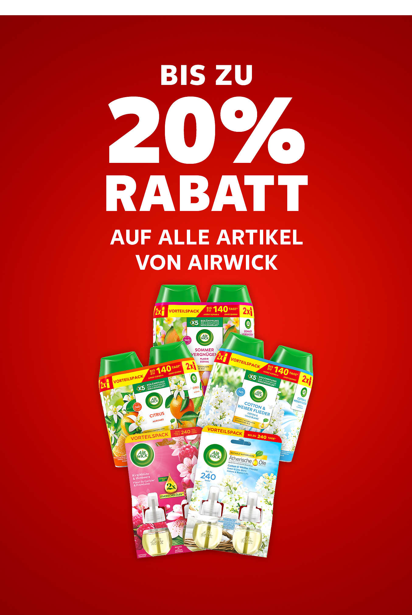 Schriftzug:Bis zu 20 % Rabatt auf alle Artikel von AIRWICK