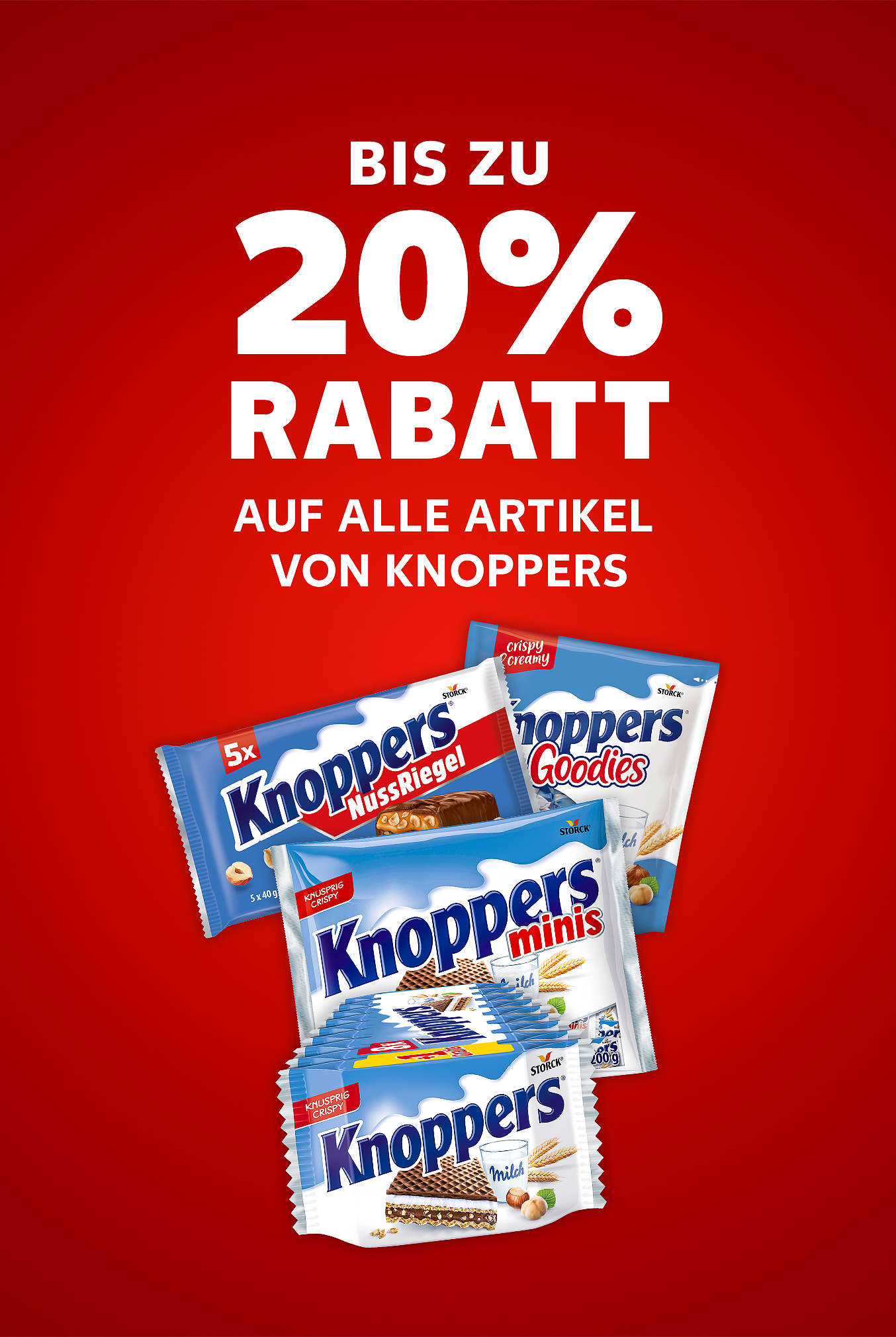 Schriftzug: 20 % Rabatt auf alle Artikel von KNOPPERS