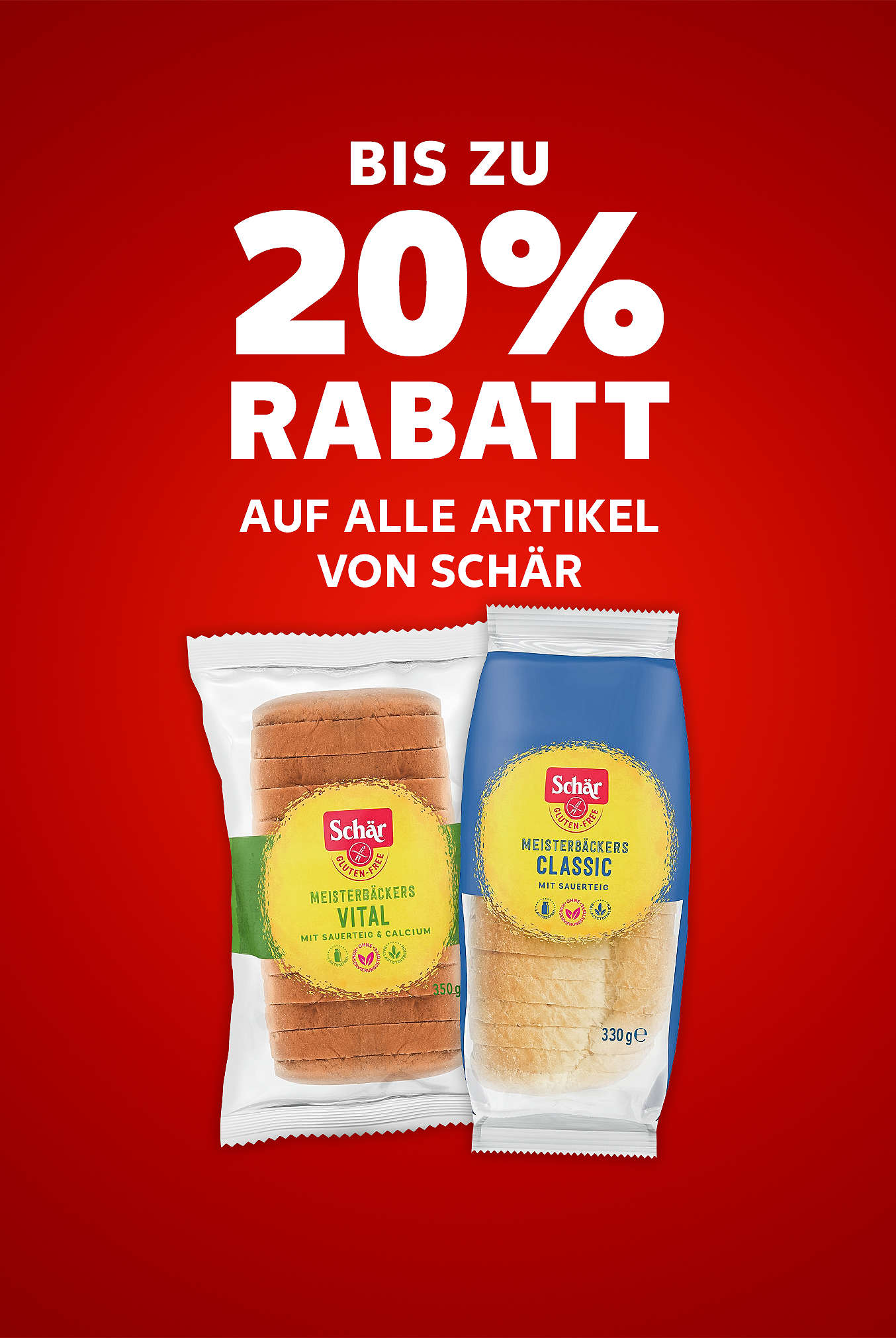 Schriftzug: Bis zu 20 % Rabatt auf alle Artikel von SCHÄR