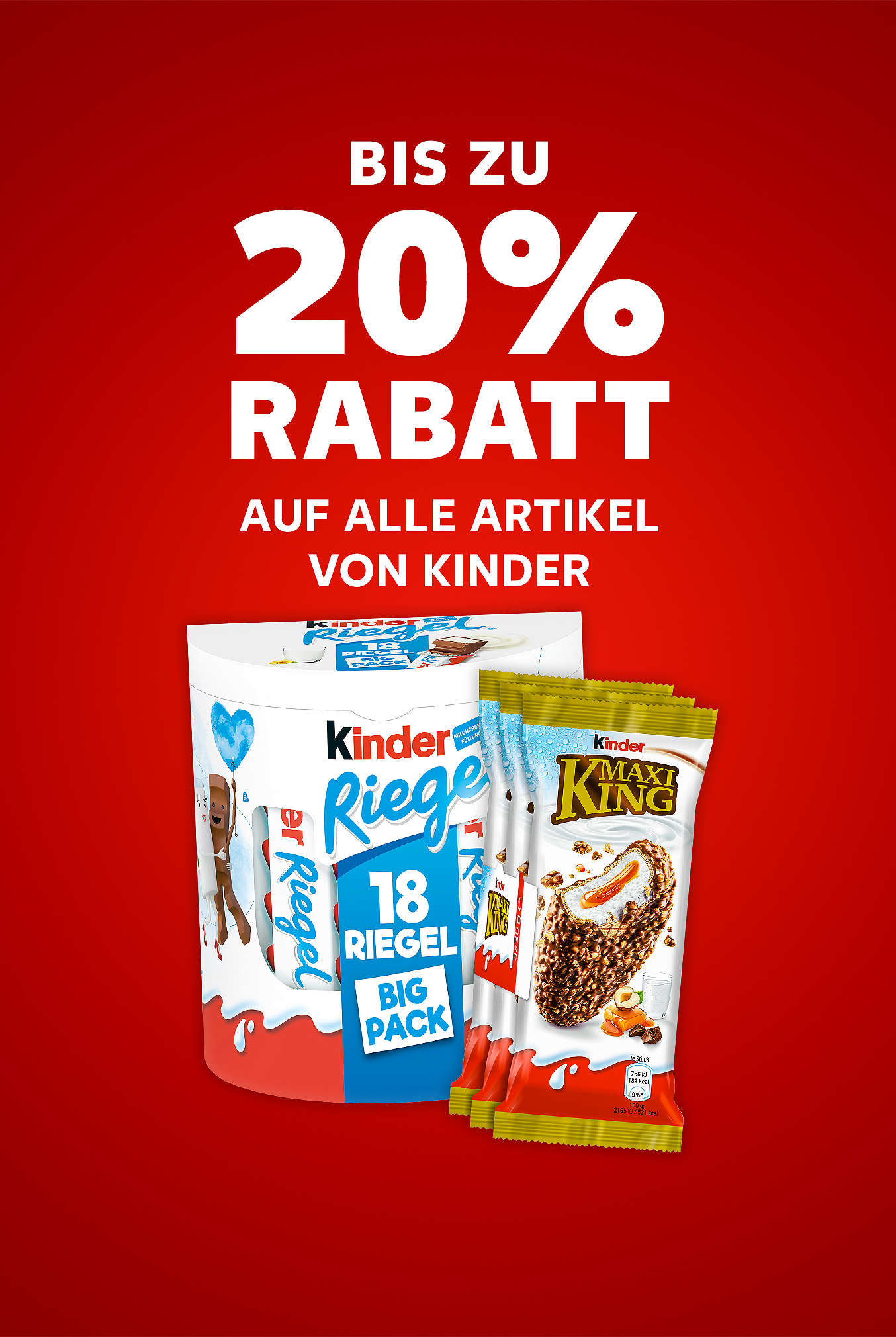 Schriftzug: Bis zu 20 % Rabatt auf alle Artikel von KINDER