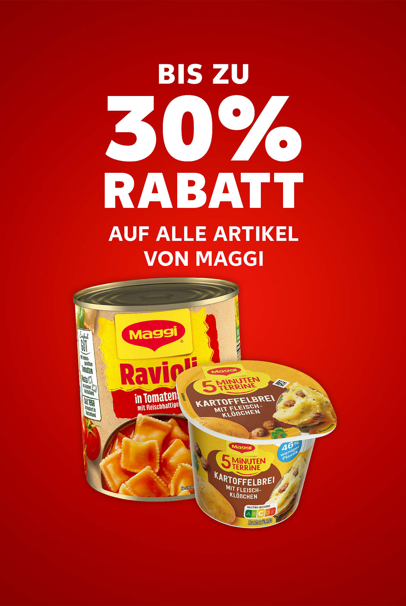 Schriftzug: Bis zu 30 % Rabatt auf alle Artikel von MAGGI