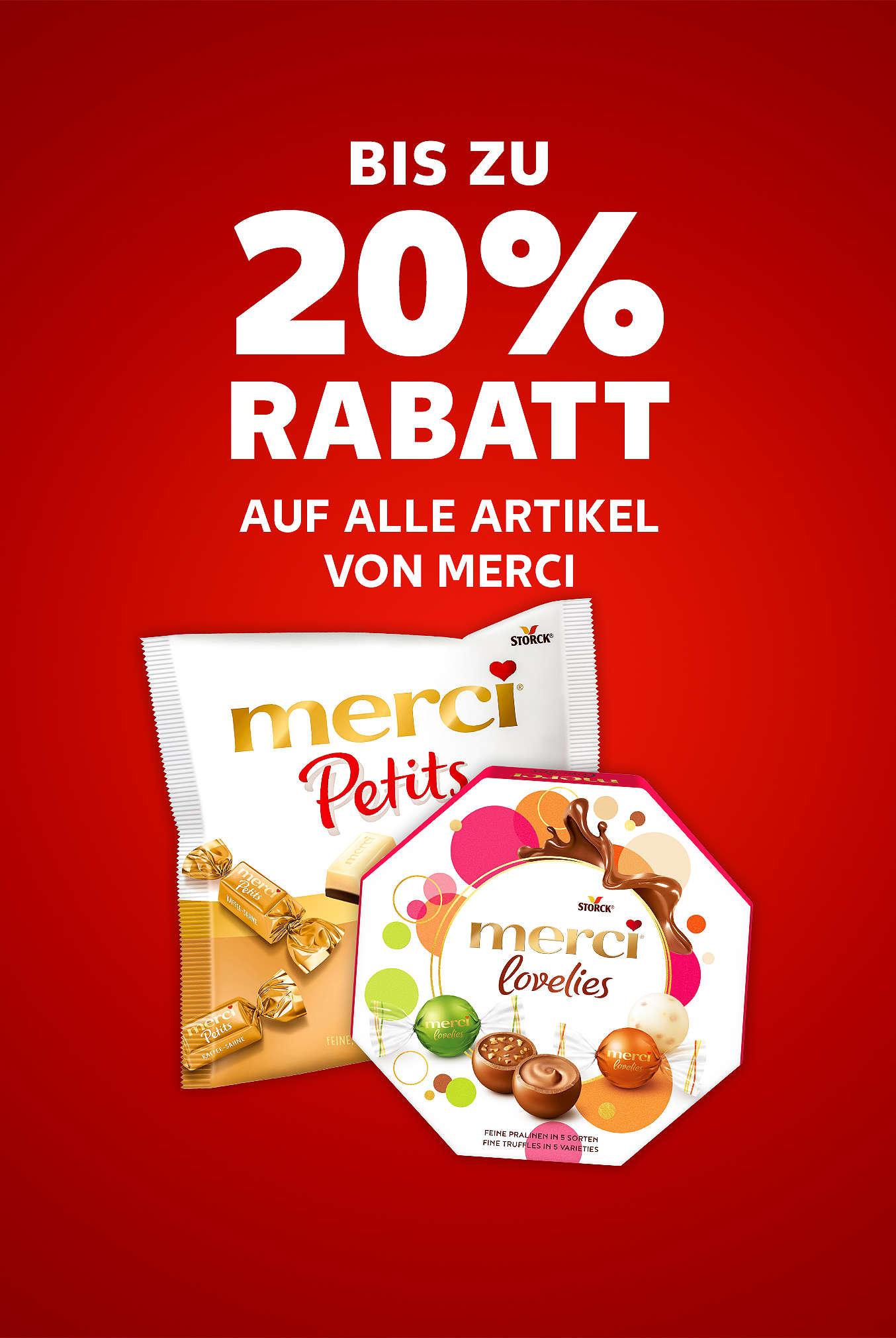 Schriftzug: Bis zu 20 % Rabatt auf alle Artikel von MERCI
