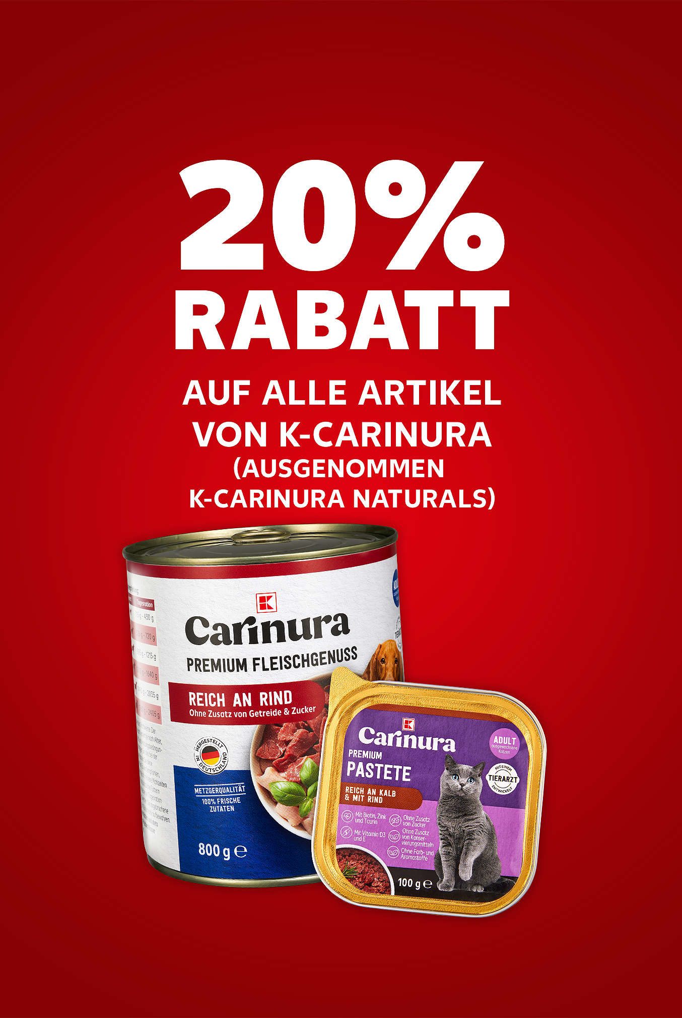 Schriftzug: 20 % Rabatt auf alle Artikel von K-CARINURA