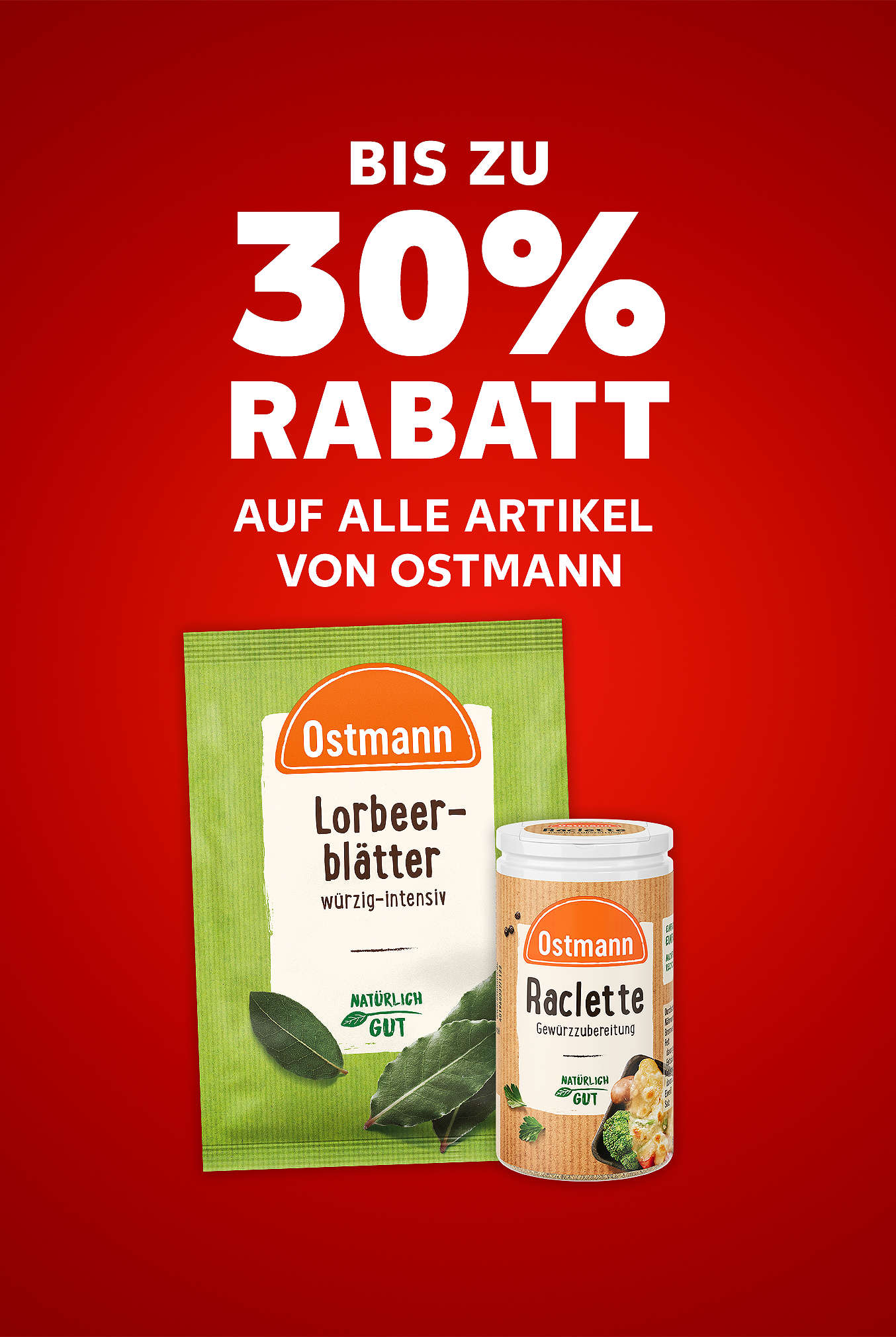 Schriftzug: Bis zu 30 % Rabatt auf alle Artikel von OSTMANN