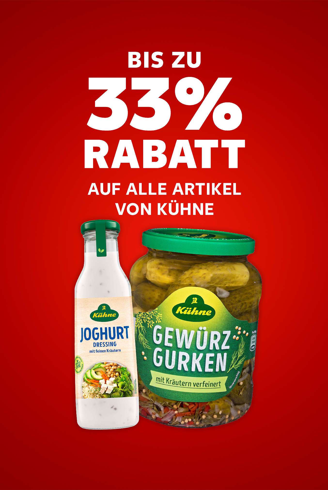 Schriftzug: 33 % auf alle Artikel von Kühne