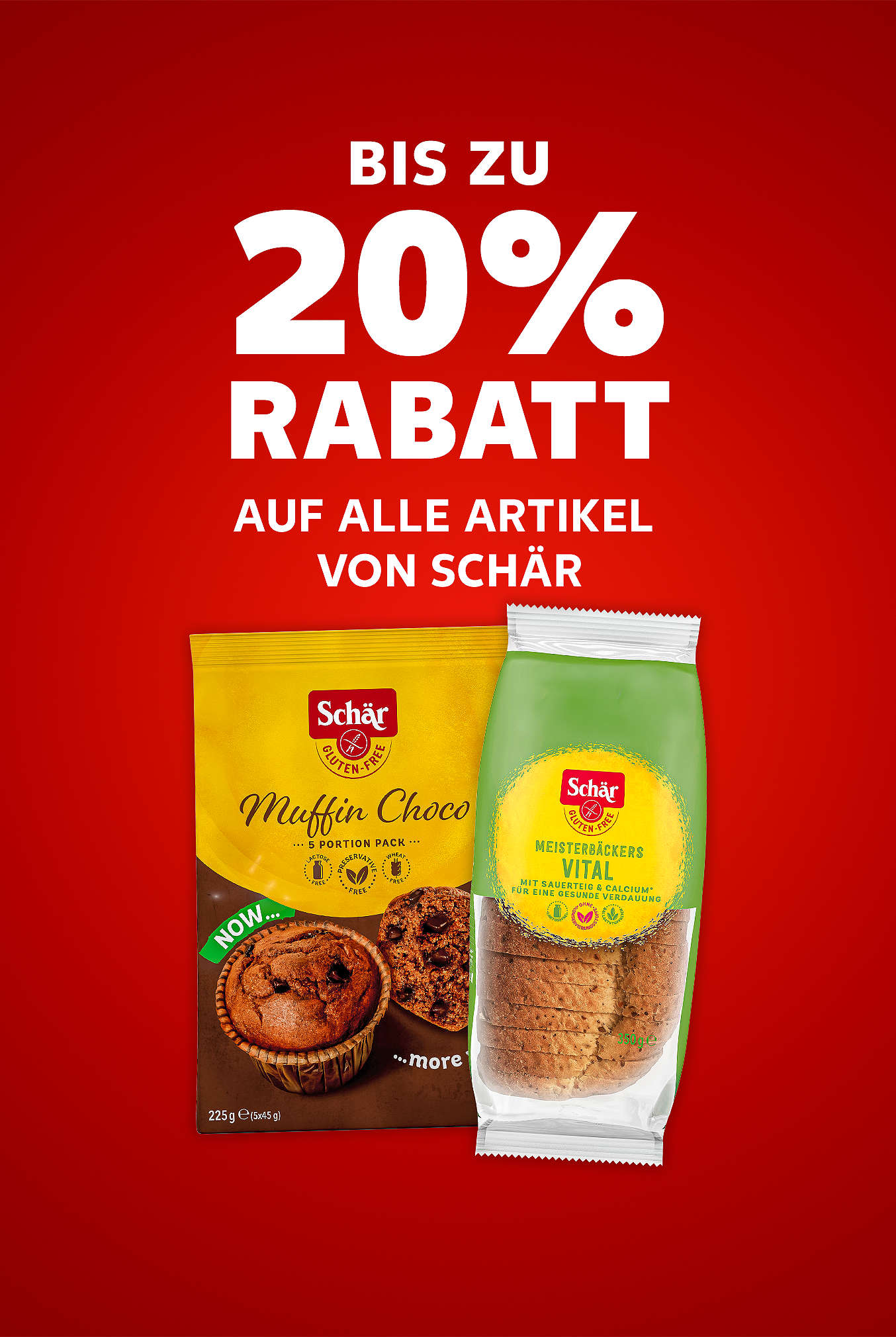 Schriftzug: Bis zu 20 % Rabatt auf alle Artikel von SCHÄR