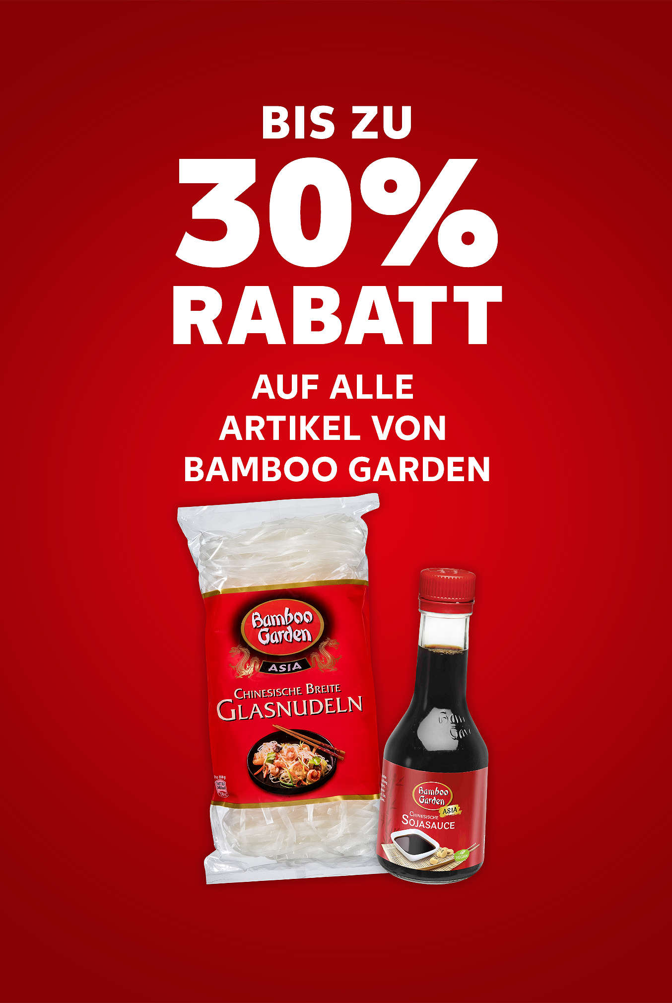 Schriftzug: Bis zu 30 % Rabatt auf alle Artikel von BAMBOO GARDEN