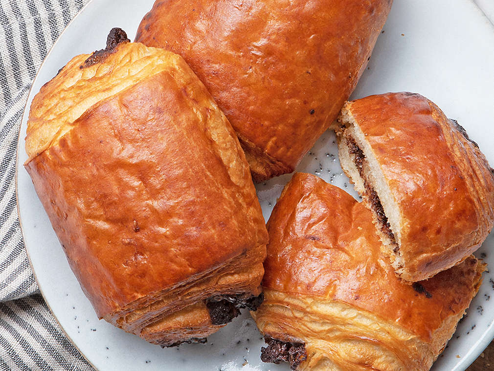 Bułeczka z czekoladą w ujęciu szczegółowym