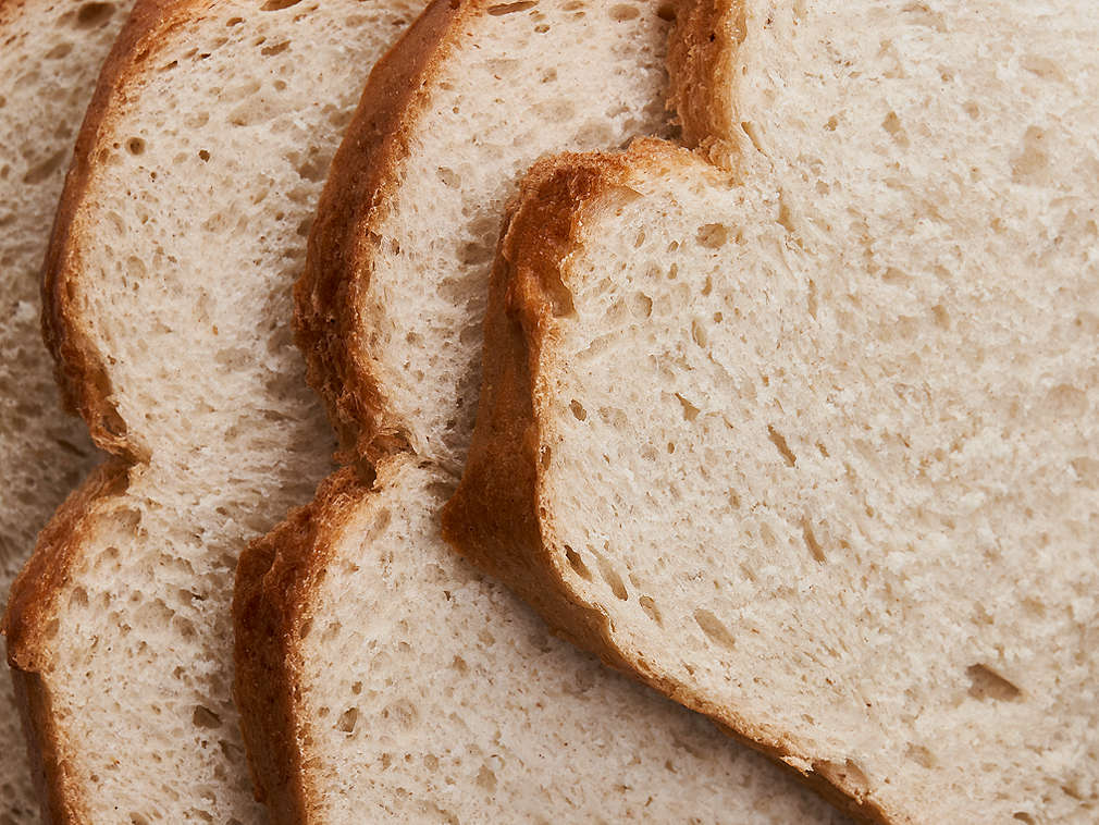 Детайлно изображение на пшеничния хляб за тостер