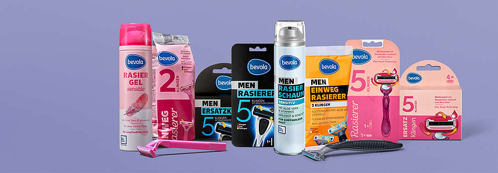Rôzne produkty na holenie bevola® pre ženy a mužov