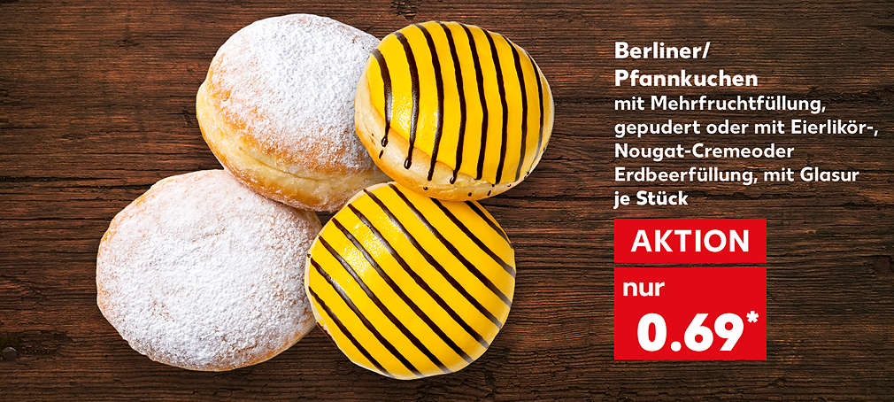 Berliner/Pfannkuchen, verschiedene Sorten, je Stück, Aktion, 0.69 Euro*