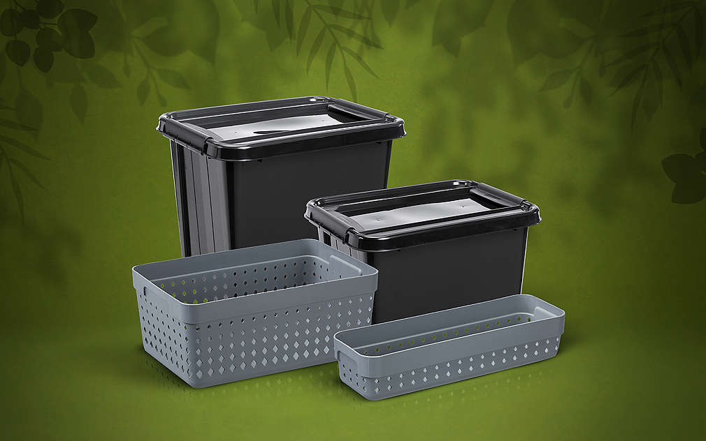 Cutii de depozitare din granule de plastic obținute din deșeuri de plastic