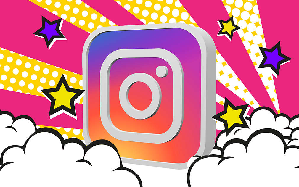 Instagram-Logo vor buntem Hintergrund