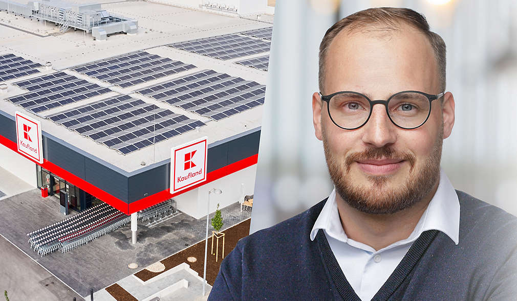 Abbildung: Eine Kaufland-Filiale und Paul-Werner Neisser-Deiters, Leiter Energiemanagement bei Kaufland Deutschland