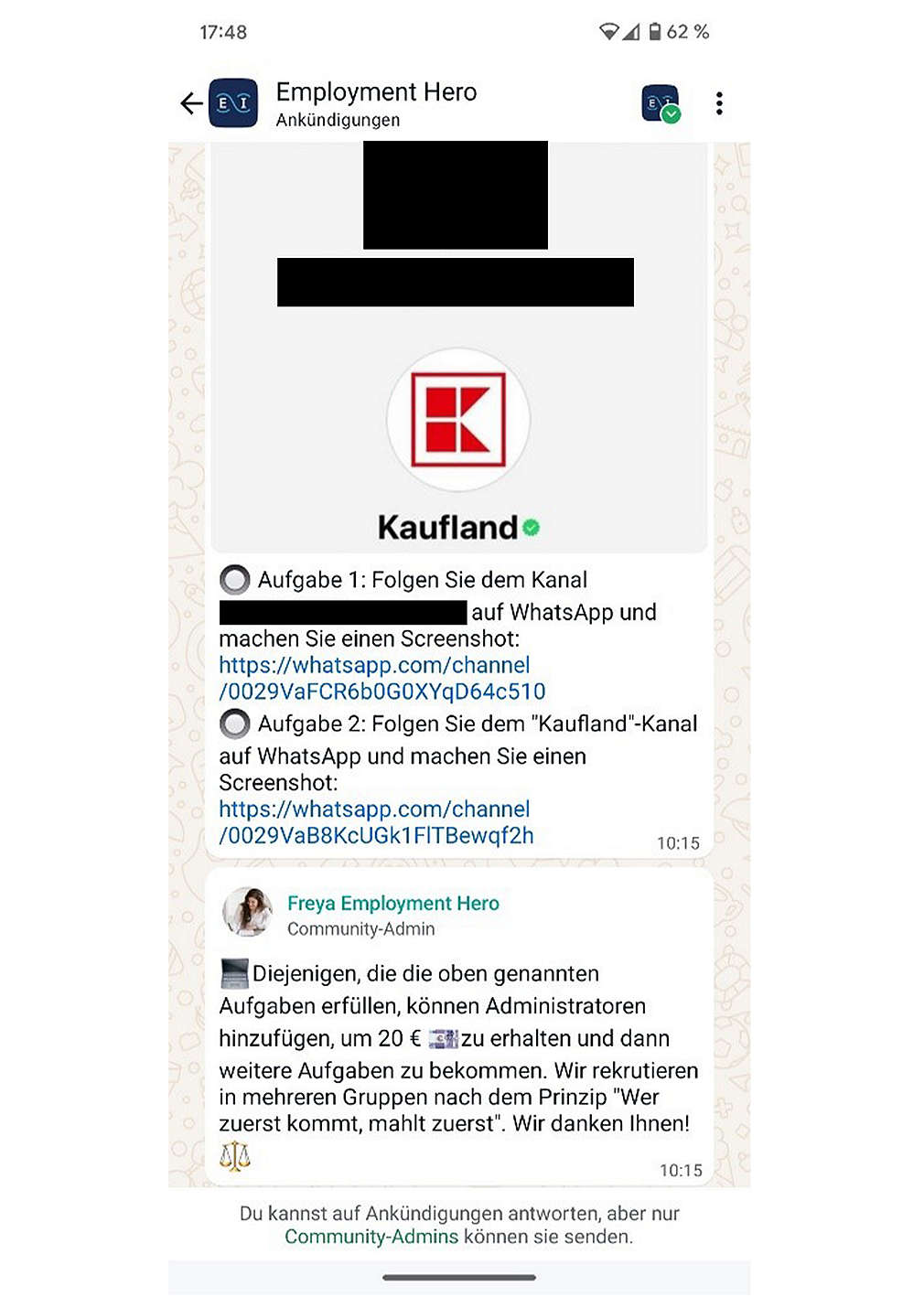 Gefälschter Kaufland-Kanal