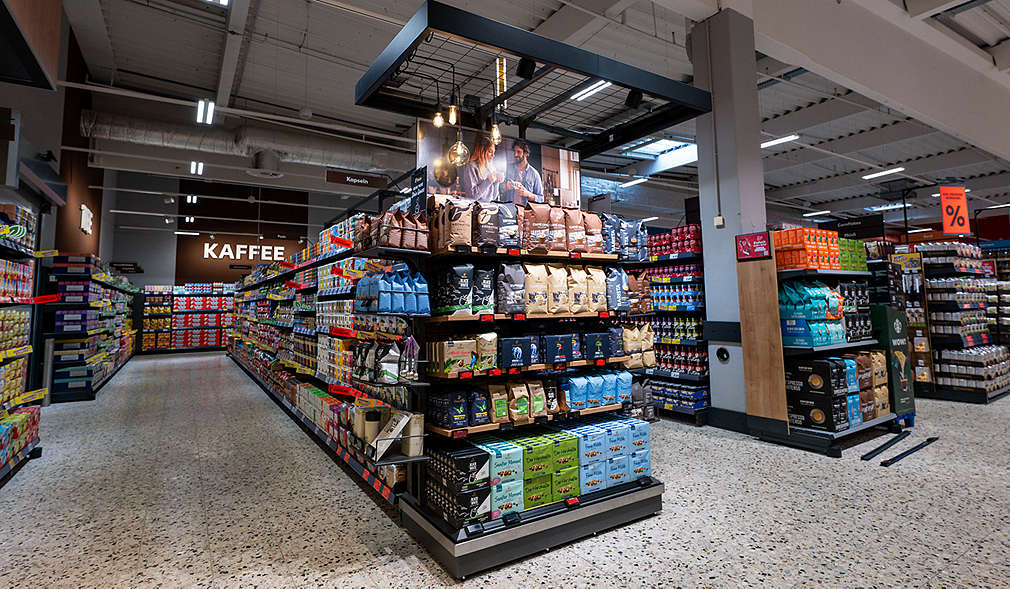 Abbildung: Kaufland-Filiale in Heiligenhaus – Kaffee-Regale