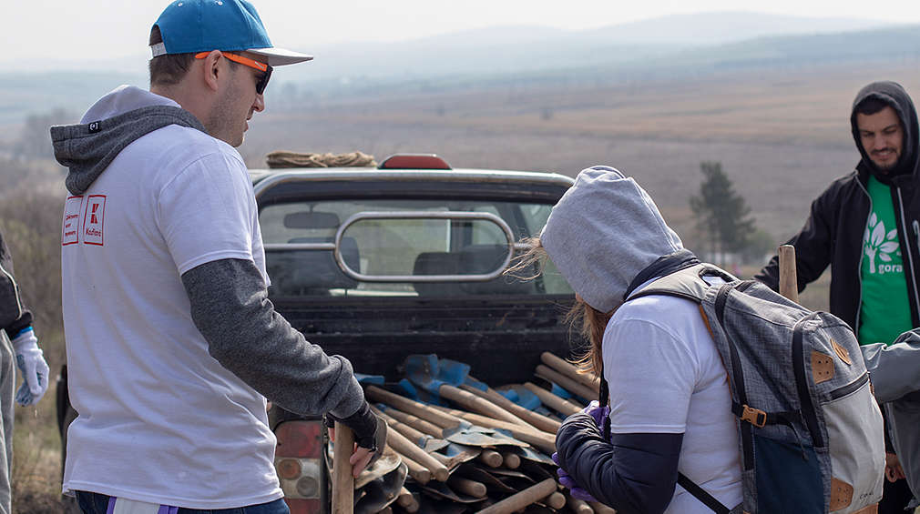 Отбор Kaufland по време на залесяването