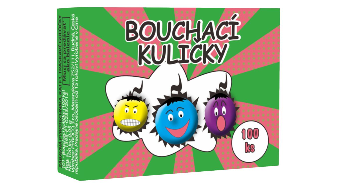 krabička s bouchacími kuličkami - silvestrovská pyrotechnika