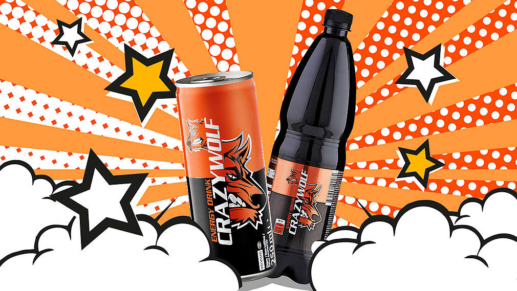 Abbildung der Crazy Wolf Sorte "Classic" als Dose und Flasche