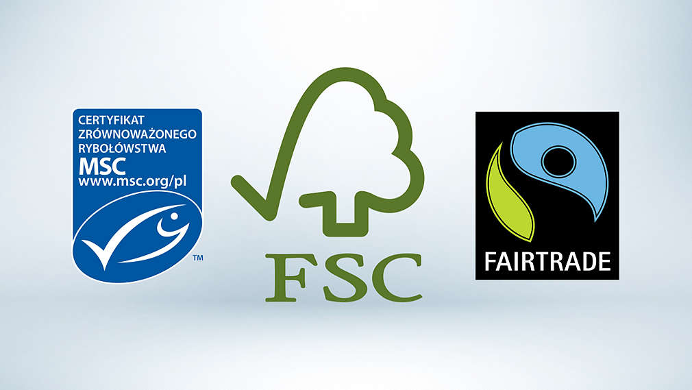 Certyfikaty MSC, FSC oraz znak Fairtrade