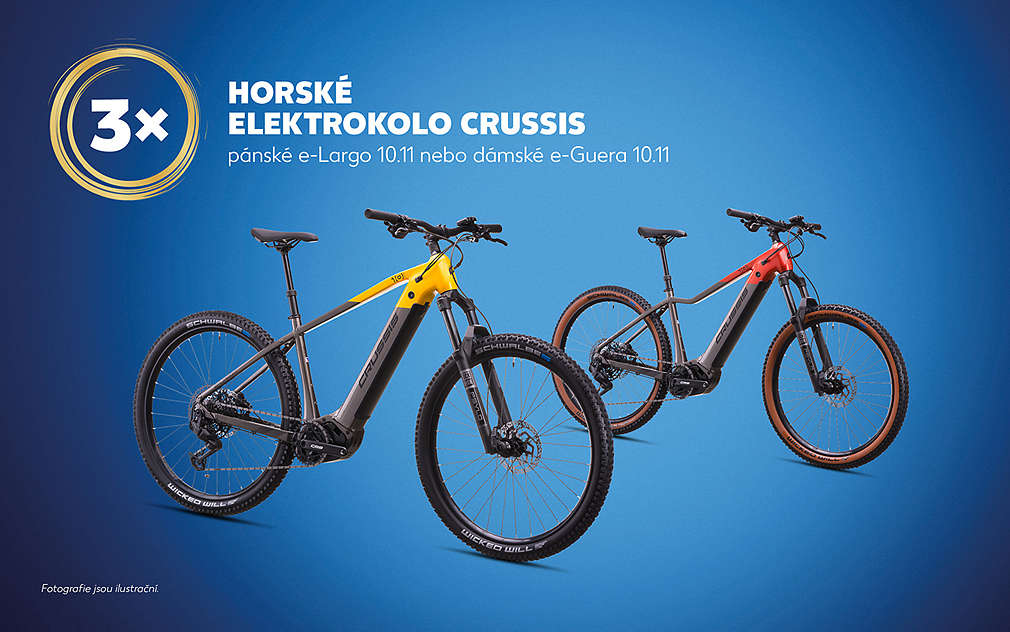 Horská elektrokola Cruissis pánské a dámské v barvách žlutá a červená