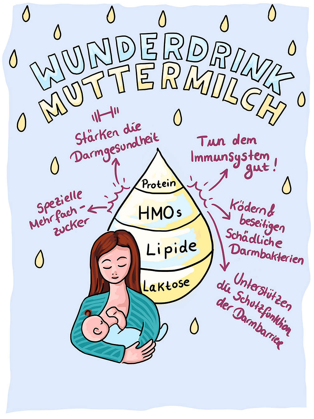 Infografik zur Inhaltsstoffen der Muttermilch