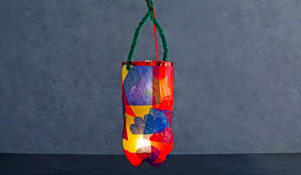 Fertige selbst gebastelte Laterne