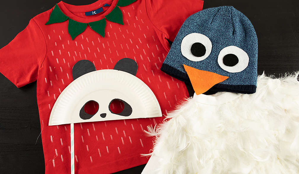 Erdbeer- und Kükenkostüm