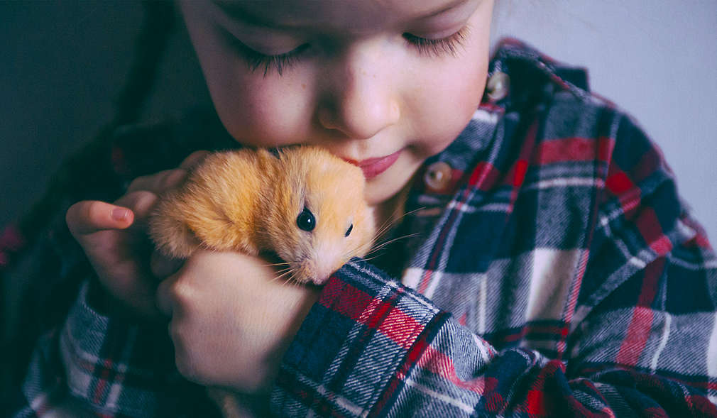 Junge mit Hamster auf dem Arm