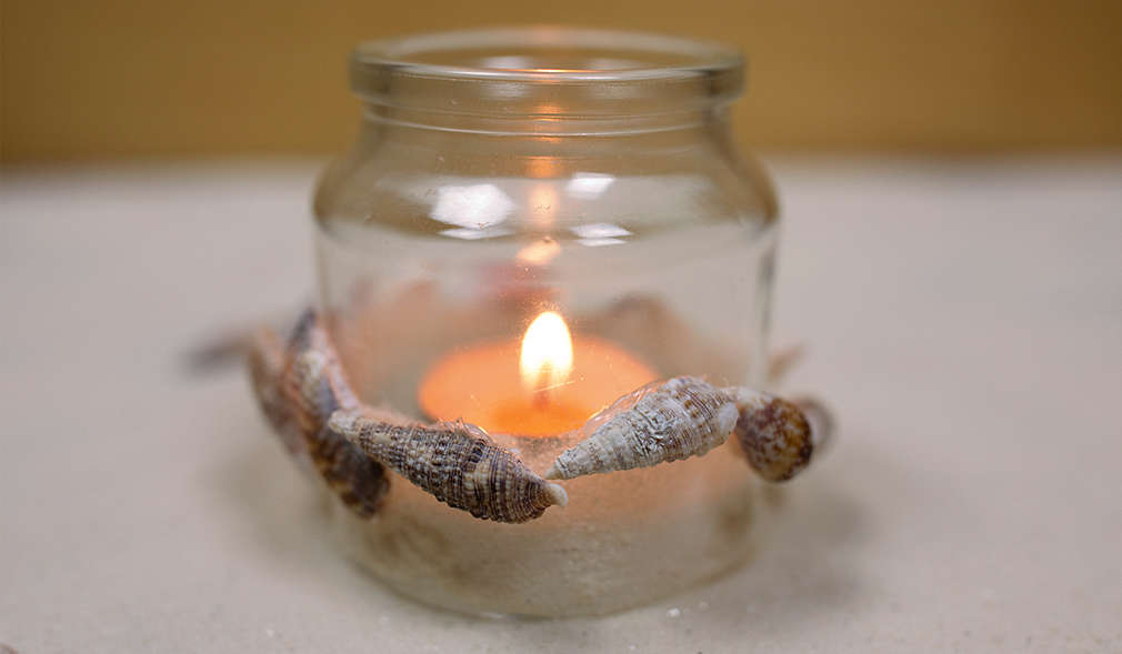 Windlicht mit Muscheln