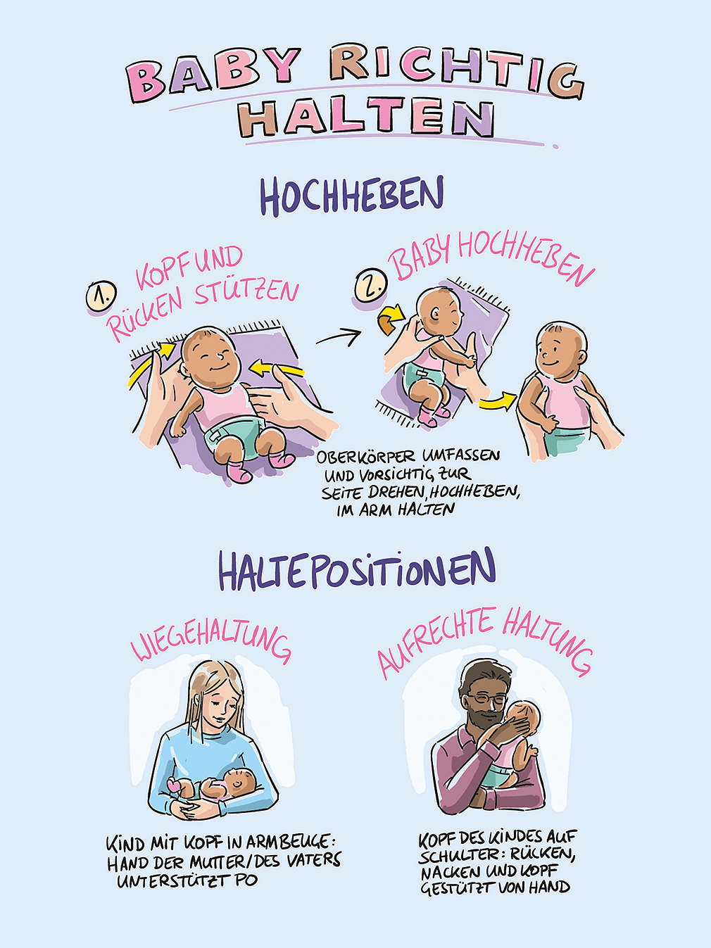Infografik „Baby richtig halten"