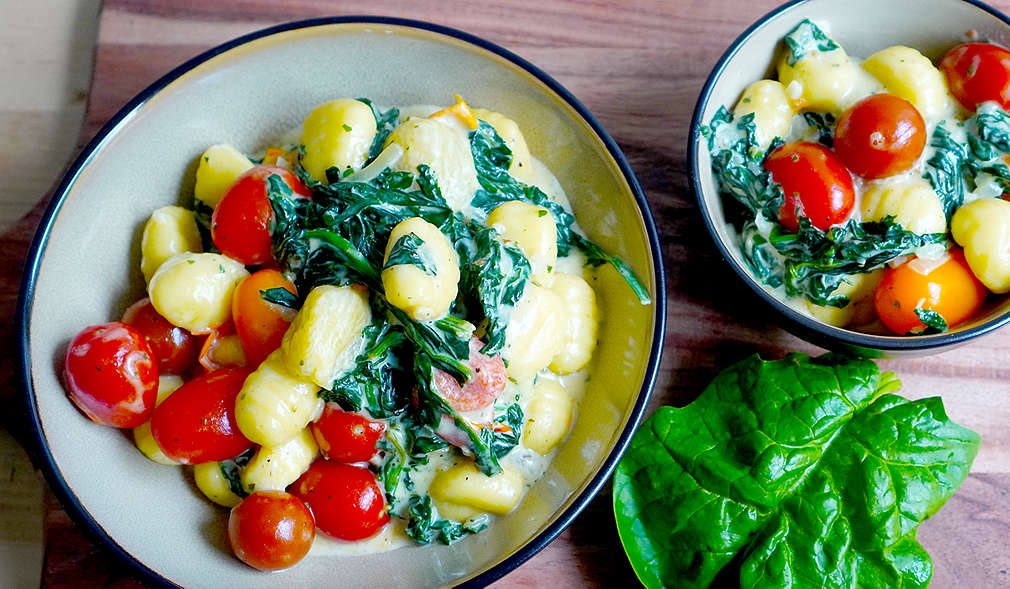Spinat mit Gnocchi