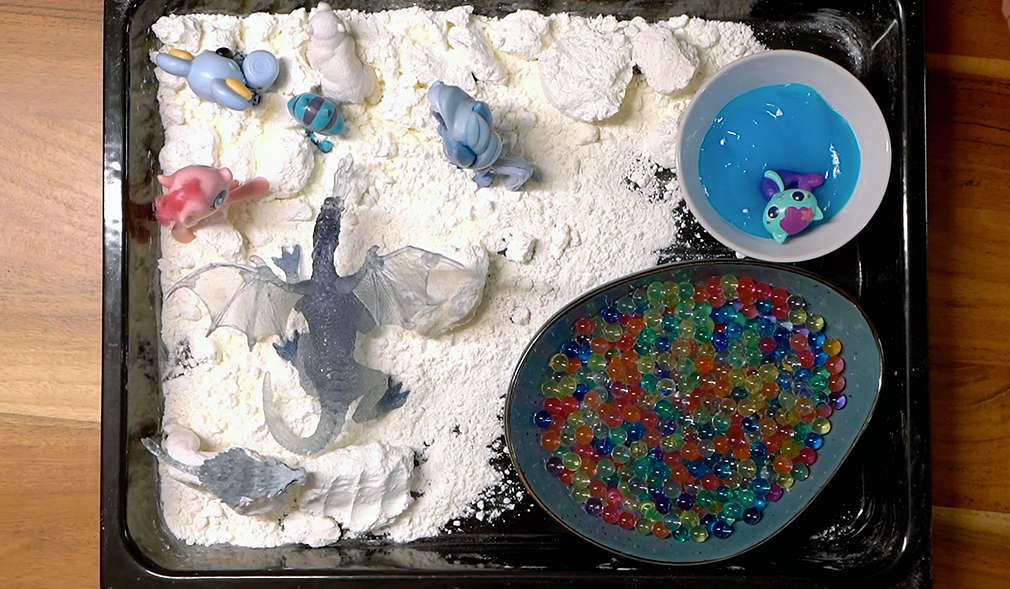 Winterlandschaft aus Indoor-Schnee und arktischem Schleim